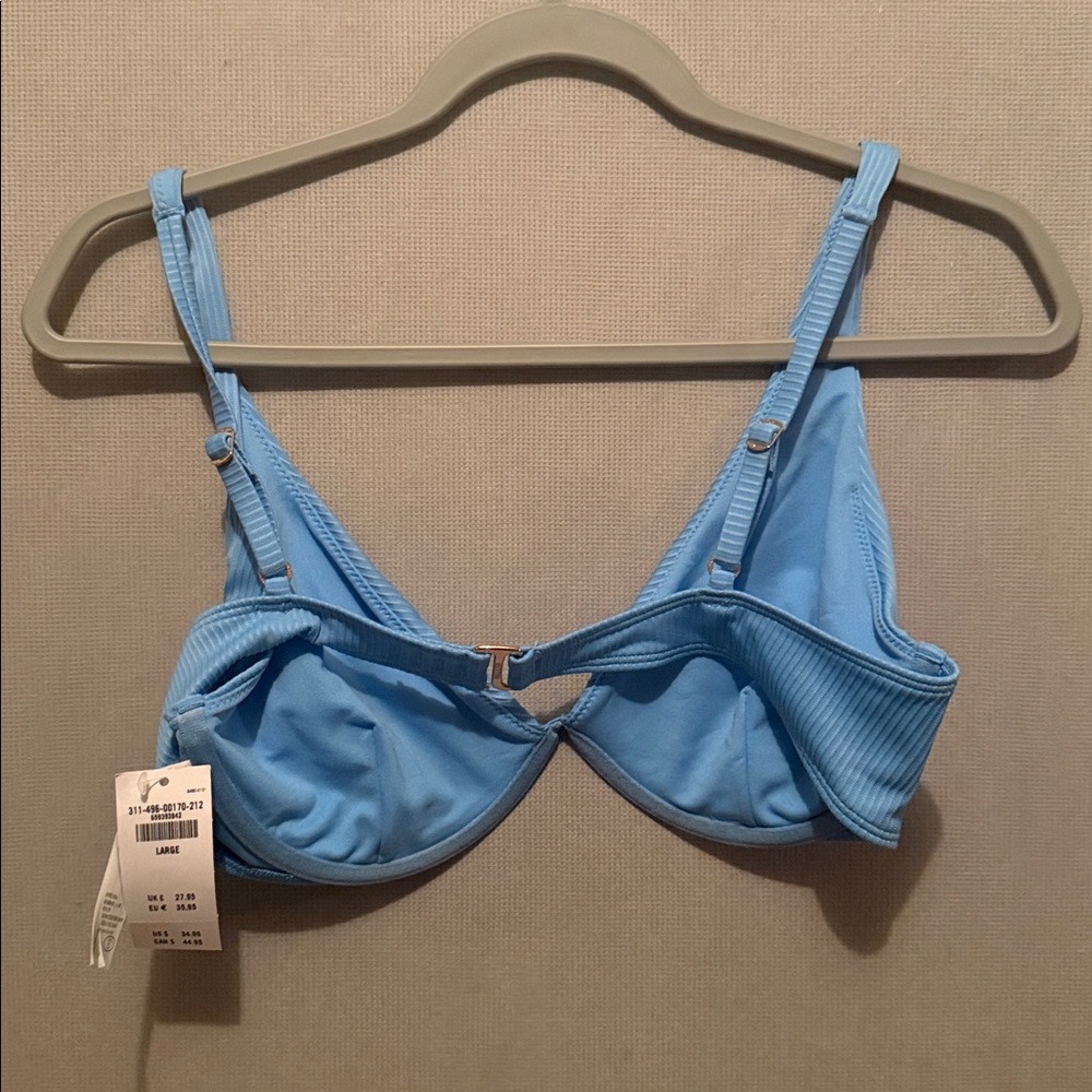NWT Hollister Blue High Apex Ribbed Underwire Bikini Top Size Large - Picture 3 of 5